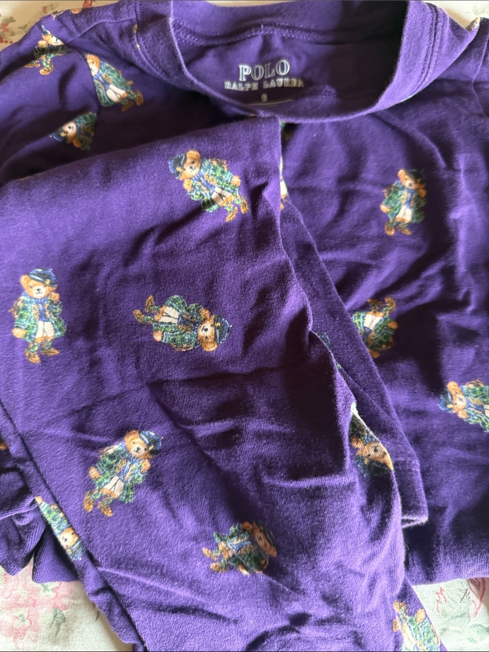 Polo by Ralph Lauren Purple Teddy Bear Pajama Set